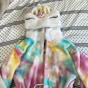 Cuddl Duds Unicorn tie dyed Pink Turquoise soft Robe